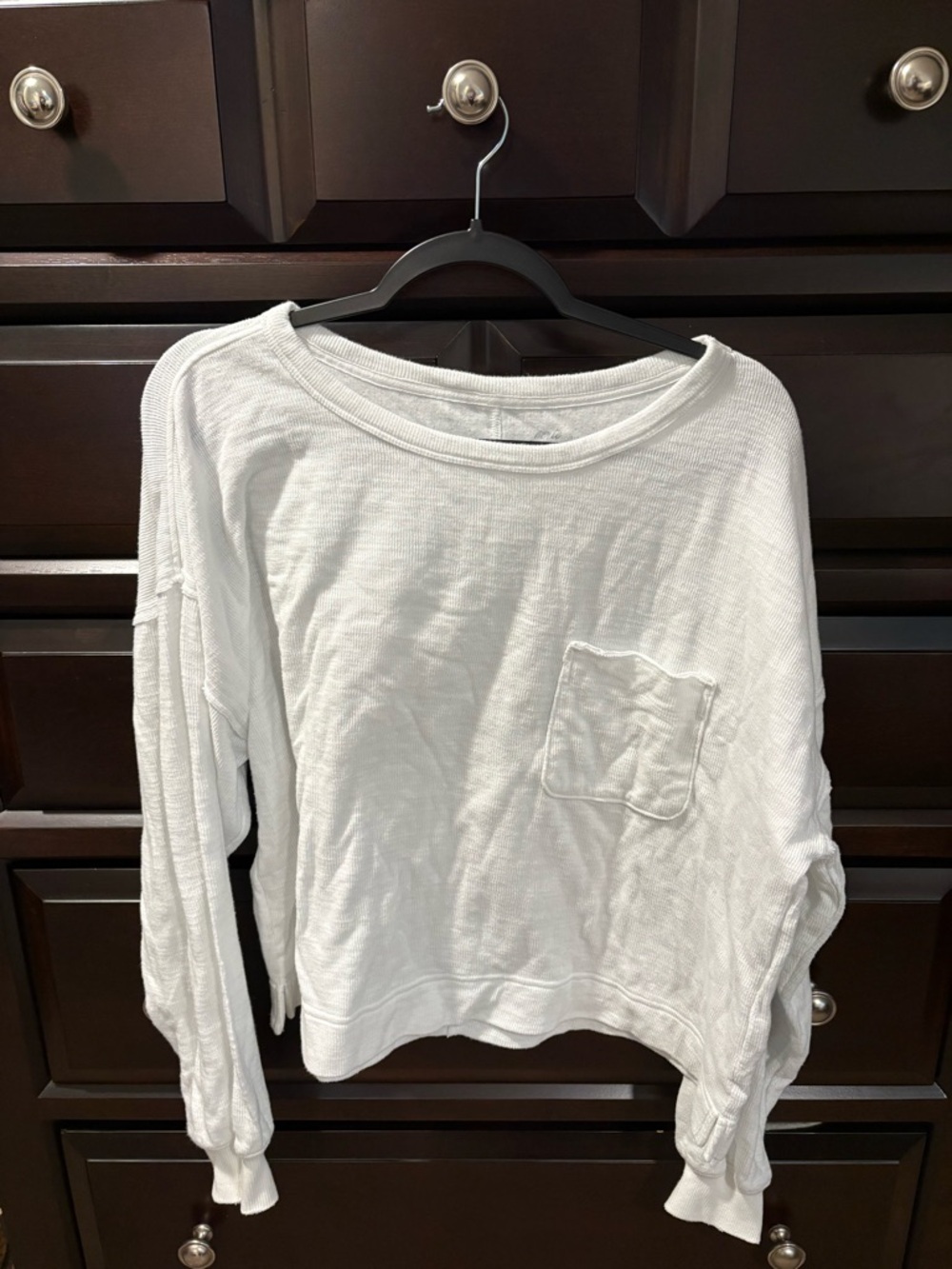 aerie White Long Sleeve Pocket Tee